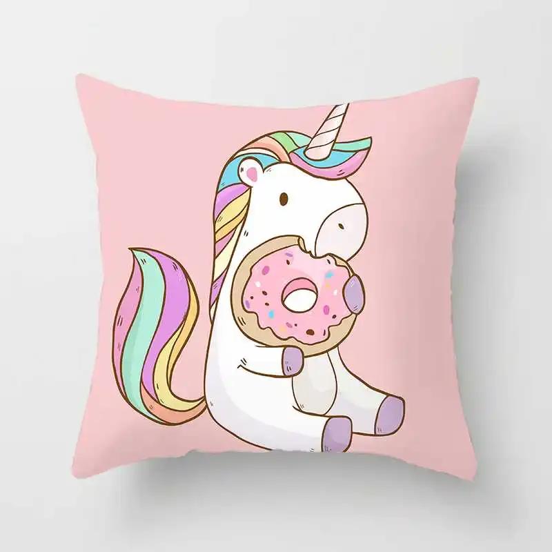 Мультяшный единорог, креативный дизайн розовой девушки, простая домашняя наволочка
