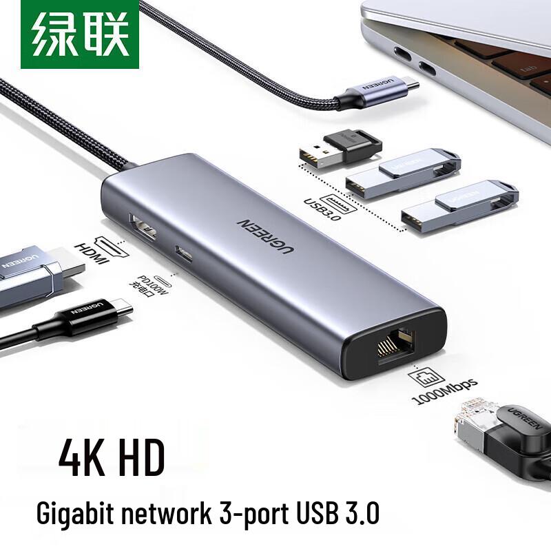 Ugreen 6-портовый USB-C хаб с Gigabit Ethernet и HDMI
