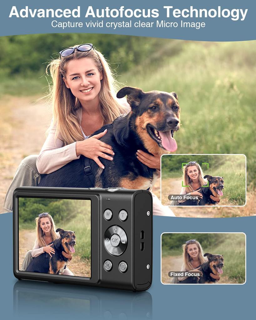 Переносные цифровые фотоаппараты 2,7k для детей, мини-автофокус с сумкой для фотографии, HD, 48-мегапиксельная видеокамера с большим экраном