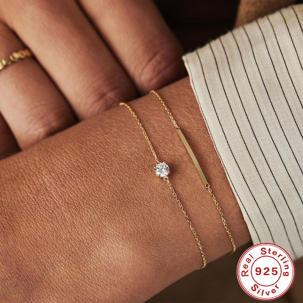 Модный минималистичный базовый браслет из стерлингового серебра 925 пробы с четырьмя крапанами, инкрустированный бриллиантами, источник внешней торговли