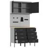Workbench with Storage 5 pcs Black Engineered Wood and Steel