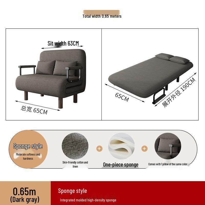 Compact Folding Sofa Bed for Small Apartments - Dual-Use Economy Single/Double Lazy Sofa