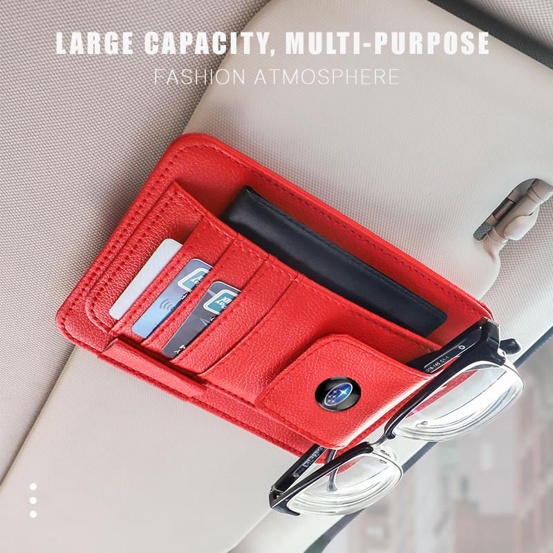 New Car Leather Glasses Clip Sun Visor Sunglasses Card Box For Subaru STI WRX Forester Impreza Legacy Outback XV BRZ Tribeca Z17
