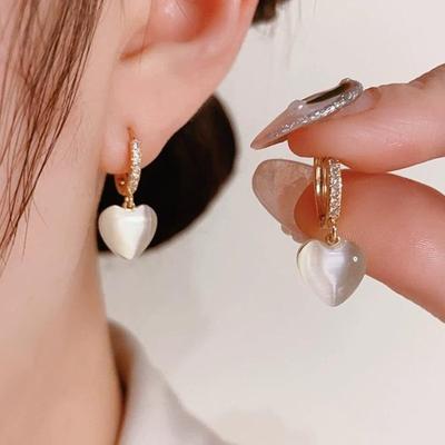Сердце Кошачий глаз Циркон Застежка для ушей Нежный Блестящий Милый Дизайн Женский Подарок для вечеринки Модные Трендовые Аксессуары для ушей