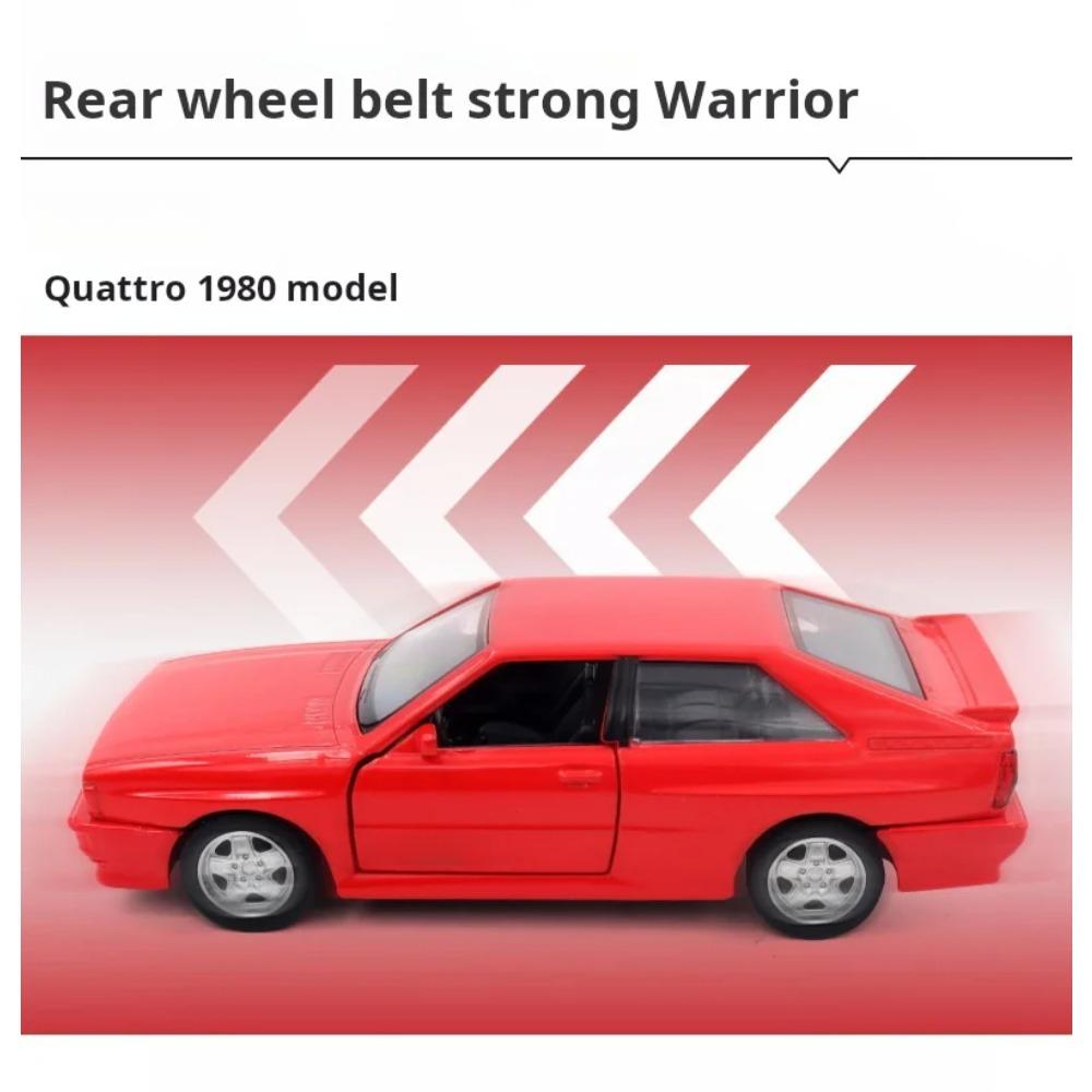 Модели автомобилей Quattro 1980 года в масштабе 1/36, игрушка, литые под давлением, модель транспортного средства, открывающиеся двери, инерционный механизм, спортивный автомобиль для коллекции взрослых, подарки