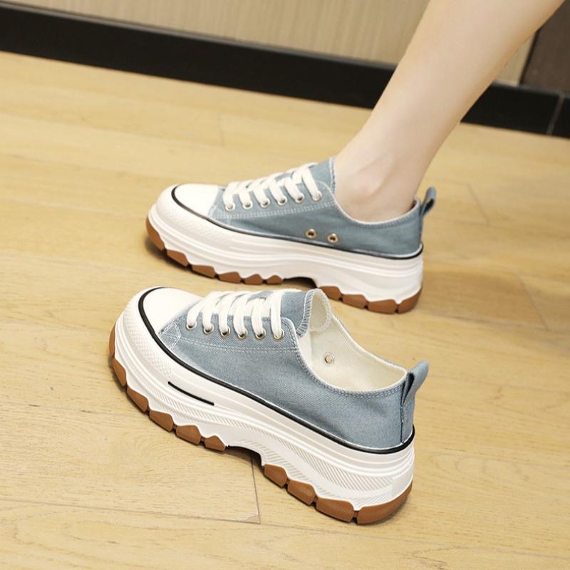 Women's Canvas Shoes 2025Spring Summer Classics Breathable Black Casual Shoes Platform Wedges Student Board Shoes Tenis De Mujer