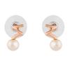 Estele Women's Sparkling Pearl Rose Gold Plated Stud Earrings
