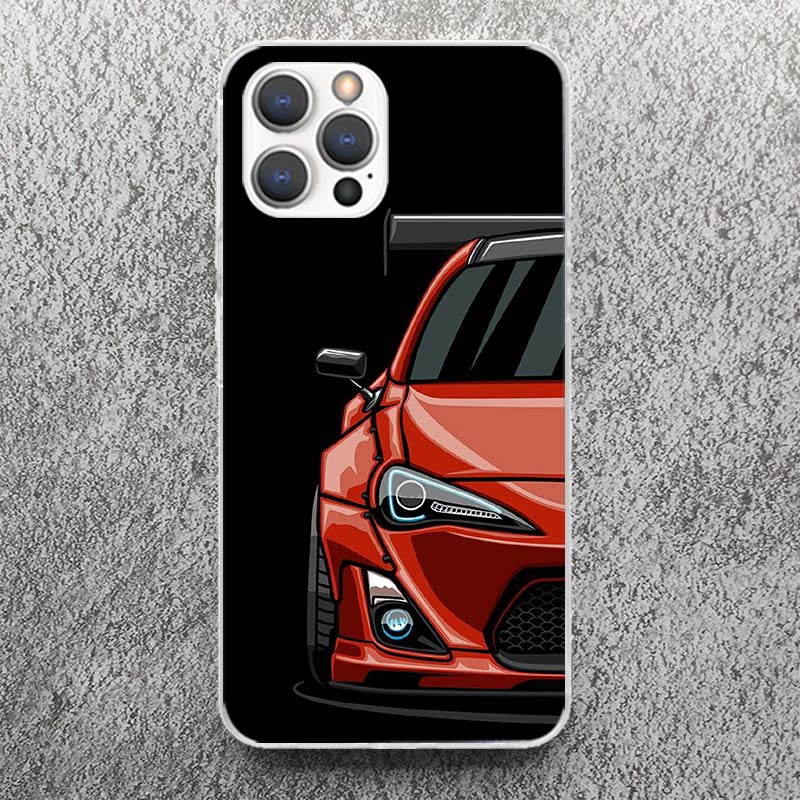 JDM Tokyo Drift Спортивный автомобиль Мужской Мужчины Принт Мягкий Чехол для iPhone 17 Air 16 16E 15 14 Plus 13 Mini 12 11 Pro Max Оболочка Телефона SE 7 8