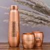 Pure Copper Water Bottle with Glass , Durable and Rust Resistant Tamba Bottle with 2 Drinking Glasses