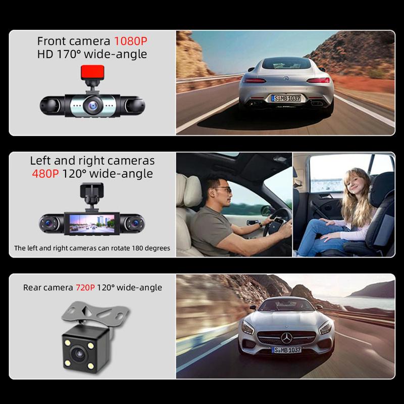 4 Channel Dash Cam Mini Driving Recorder 1080P Video Recorder with Night Vision Parking Surveillance Car DVR Camera