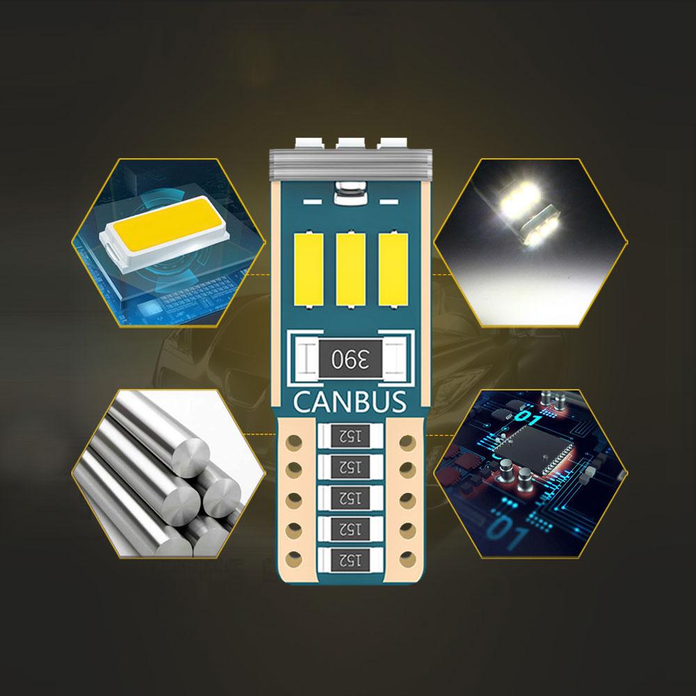 10 шт. Светодиодные лампы W5W T10 Canbus 9-SMD 12V 6000K Белый 194 168 Автомобильные внутренние купольные лампы, лампы для номерного знака, парковочные огни, автоматическая сигнальная лампа