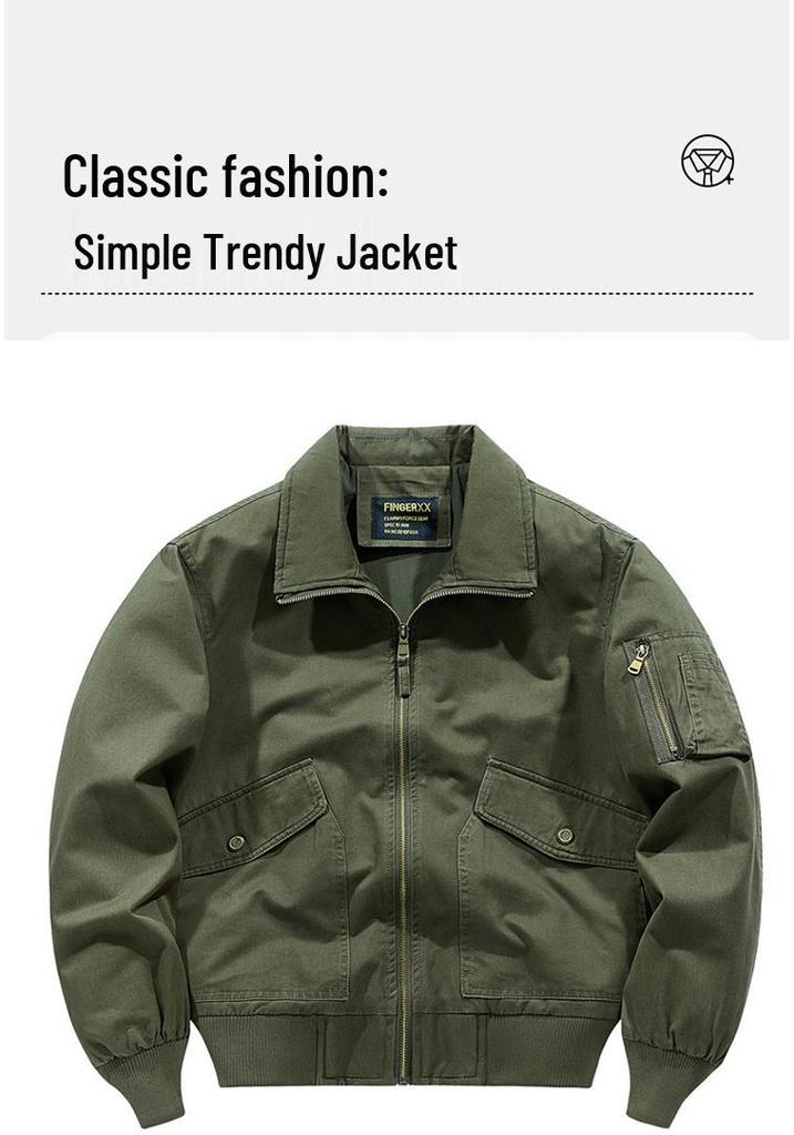 Men's Retro Casual Lapel Jacket: Trendy Military Style for Spring & Autumn