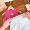Fashionable 2024 Summer Girls Knit Ensemble With Elegant Dragon Fruit Top And Shorts