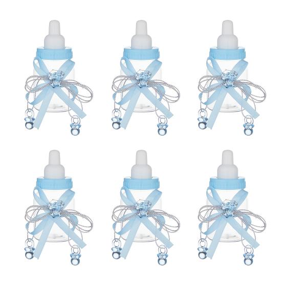 1/6/12 шт. Мини-конфетница в виде бутылочки молока с мишкой из страз и бантом из ленты, для сладостей и угощений, банка для хранения, сувениры для вечеринки в честь рождения ребенка