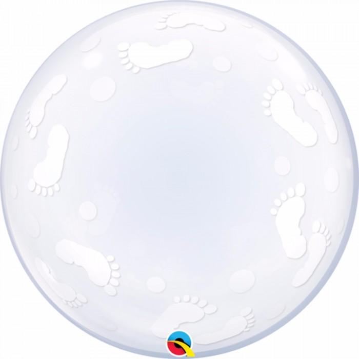 Qualatex Deco Baby Footprints Single Bubble Balloon