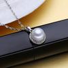 LSOOYH Round Design 10-11mm Big Natural Freshwater Pearl Jewelry Necklace Cubic Zirconia CZ Necklace