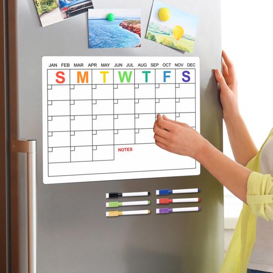 1 Set Magnetic Message Board Refrigerator Magnet Erasable Writing Surface Weekly Planner Kitchen