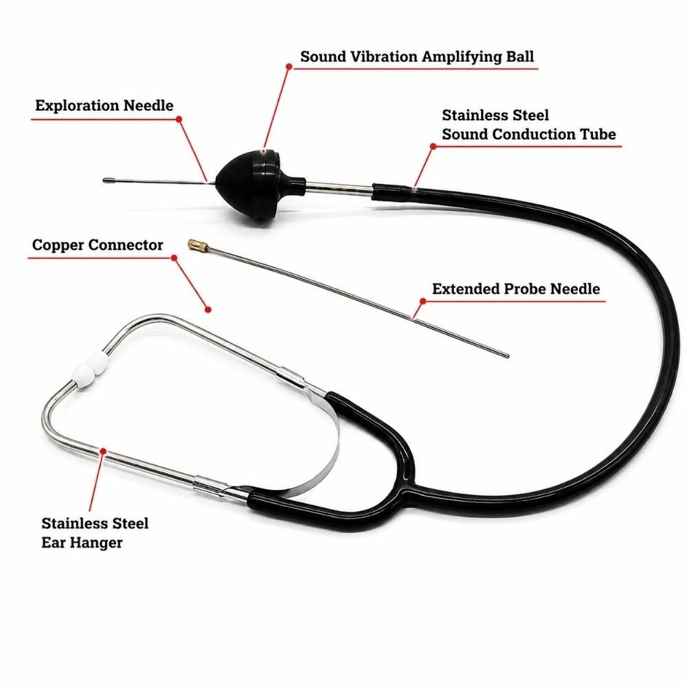 Extended Probe Engine Block Diagnostic Tool Stainless Steel Auto Repair Stethoscope Car Engine