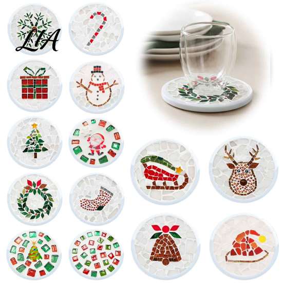 Unique Holiday Table Setting DIY Acrylic Coaster Making Kit, Christmas Theme Decorative Craft,Waterproof Mat Accessories Creative for And Parent-child