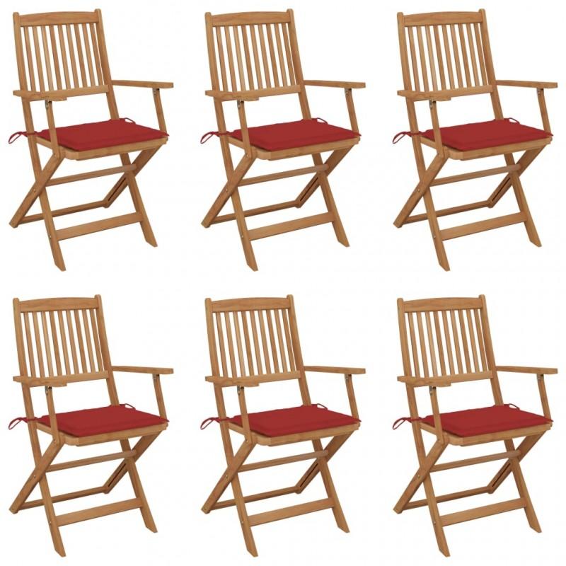 Day and Night - Day and Night Folding Garden Chairs 6 Units and Cushions Solid Acacia Wood