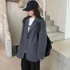 Модный женский серый пиджак, осенняя корейская версия, модный студенческий темпераментный женский костюм с одной пуговицей, уменьшающий возраст