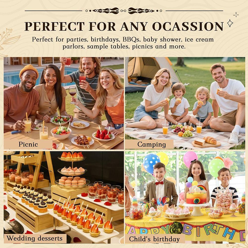 100Pcs Disposable Appetizer Forks Bamboo Dessert Cocktail Forks Restaurant Tableware Household Use