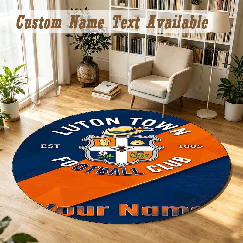 Round Rug Custom NameLuton Town Pattern Non Slip Carpet Home Floor Decor