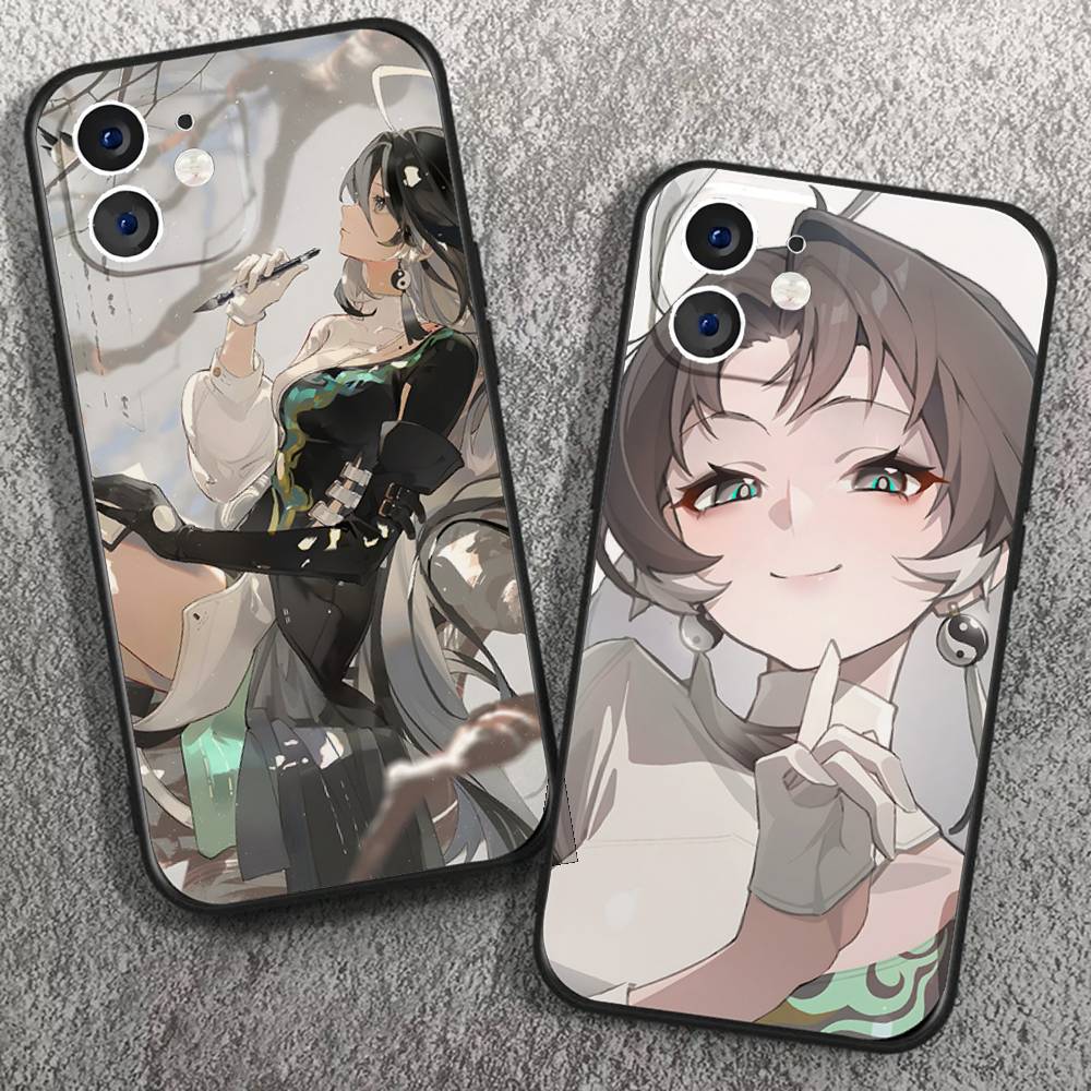 Чехол для телефона Jianxin Anime Game W-Wuthering Waves Для IPhone 17 Air 16 15 14 13 Pro Max 11 12 Черный силиконовый чехол