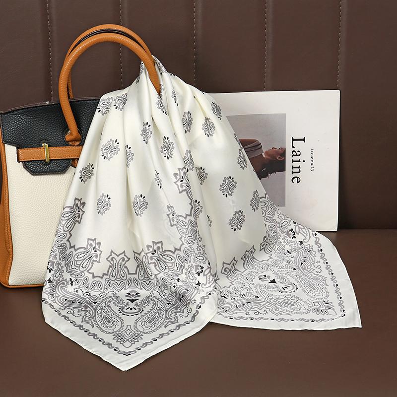 Fashion Print Silk Hairbands Scarf Women Spring New Elagant Floral Bandana Neck Kerchief Head Bands Foulard Female Scarfs