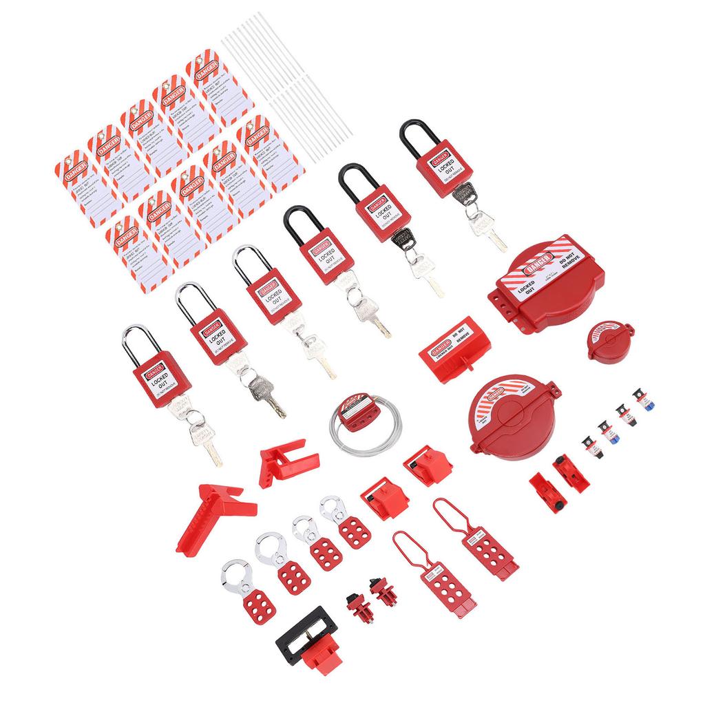 Комплект блокировки и маркировки, зажим для блокировки автоматического выключателя, групповой блокиратор, проушины для блокировки, бирки блокировки, безопасность