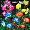 5 головок сада украшения дома цветы светодиодные солнечные имитация розы солнечный светодиодный светильник сад двор газон ночной светильник ландшафт