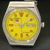 ЯПОНИЯ 6309A ВИНТАЖНЫЕ МУЖСКИЕ АВТОМАТИЧЕСКИЕ ЧАСЫ SEIKO 5 С ЖЕЛТЫМ ЦВЕТОМ ЦИФЕРБЛАТА a702739-1