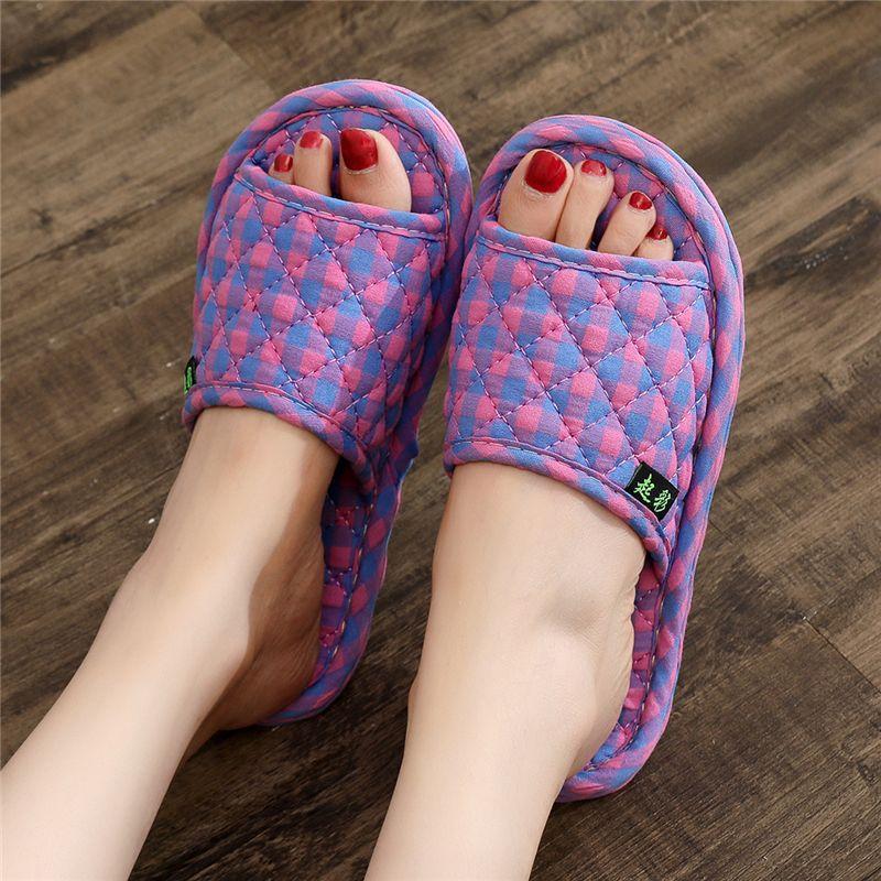 Cloth Bottom Slippers Couple Fresh and Versatile Home Indoor Silent Silent Does Not Hurt the Wooden Floor Men's and Women's Four Seasons
