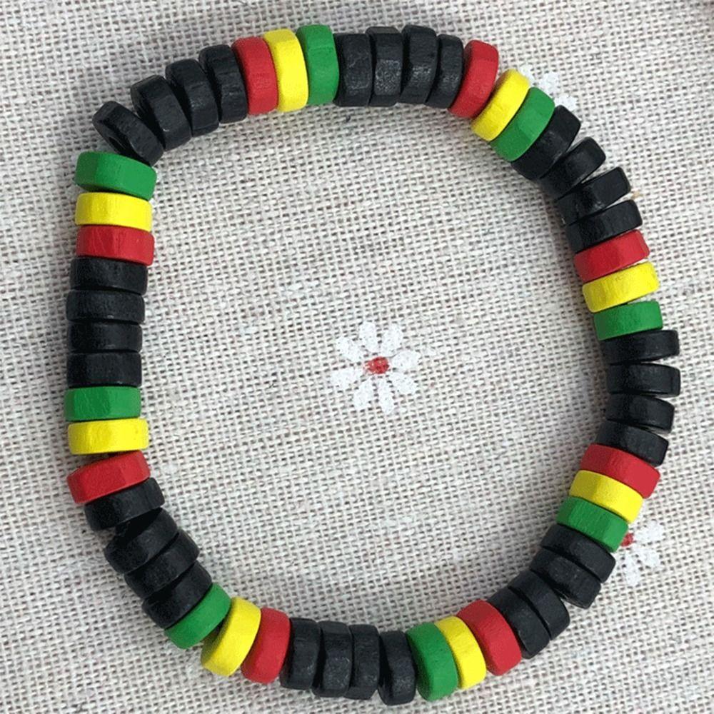 Bead Elastic Bracelet Hip Hop Hand Rope Cool Wooden Beaded Jewelry Set Female