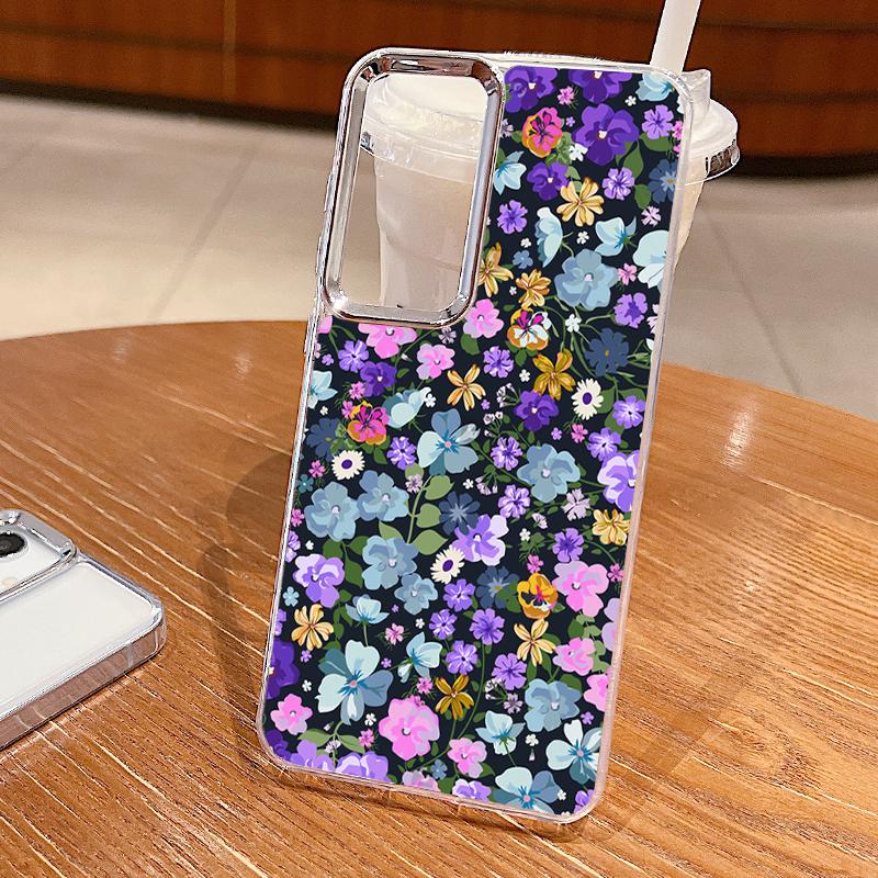 Plating TPU Phone Case For Samsung Galaxy S26 S25 S24 Ultra S25 S23 FE A57 A56 A37 A17 A55 A36 A54 Butterfly Flowers Print Cover