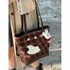 Korean version of casual large-capacity shoulder bag women's 2025 new plaid portable tote bag multi-purpose backpack