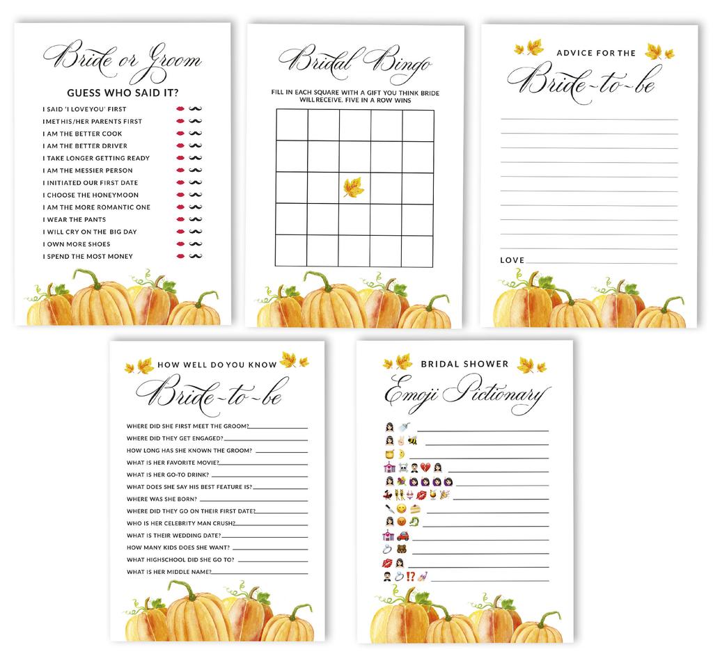 Набор игр для девичника Inkdotpot Pumpkin Theme, набор из 5 штук (Мероприятия для 50 гостей) Веселый набор игр для девичника