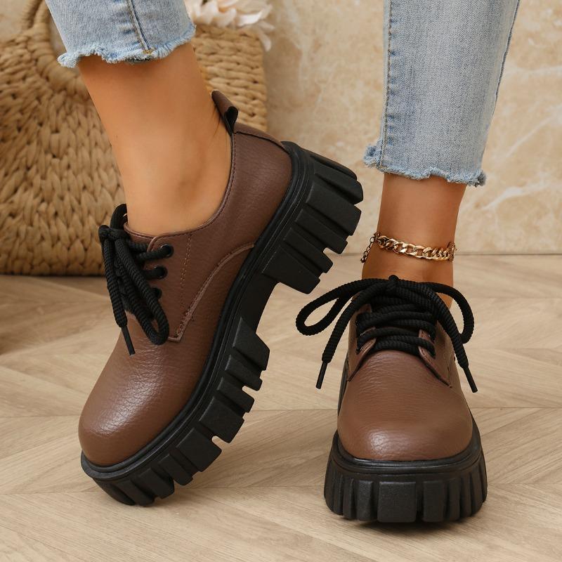 Женские туфли на толстом каблуке Весна Новые с круглым носком с глубоким вырезом с ремешком спереди на толстой подошве Противоскользящие Износостойкие Туфли с низким верхом