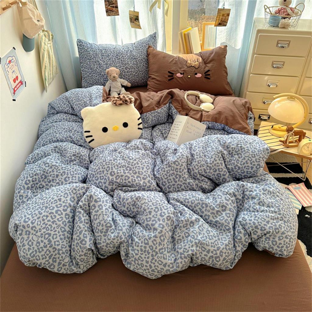 2026 Стирка: Да Принт: Леопард Материал: Велюр Тип: Кроватка для котят Комплект постельного белья - Тема: Леопард