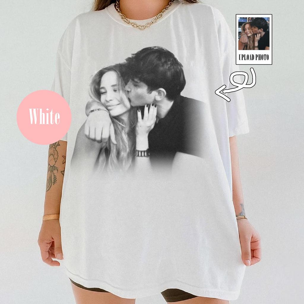 Индивидуальная футболка для девушки, футболка для парня, Engagement Unisex, Подарок на годовщину свадьбы для пар, Фото-футболка, Фото мужа