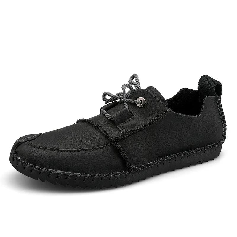 Comfortable Casual Leather Shoes Men Breathable Leather Moccasins Handmade Men Fashion Style Loafers Leather Casual Shoes