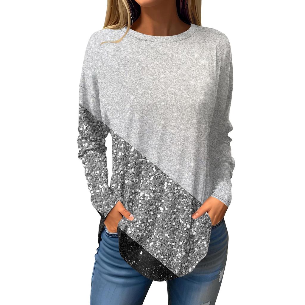 Fashion Women's Casual Long Sleeved Round Neck Printed Tops