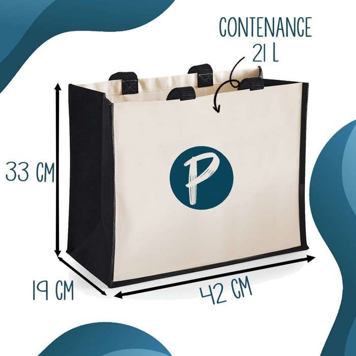 Duo cabas jute et trousse Zoé Définition Cadeau Prénom Femme Anniversaire Noël | Sac de courses Pochette Maquillage Shopping