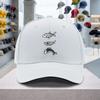 Black  White Minimalist Fish Pattern Adjustable Baseball Cap