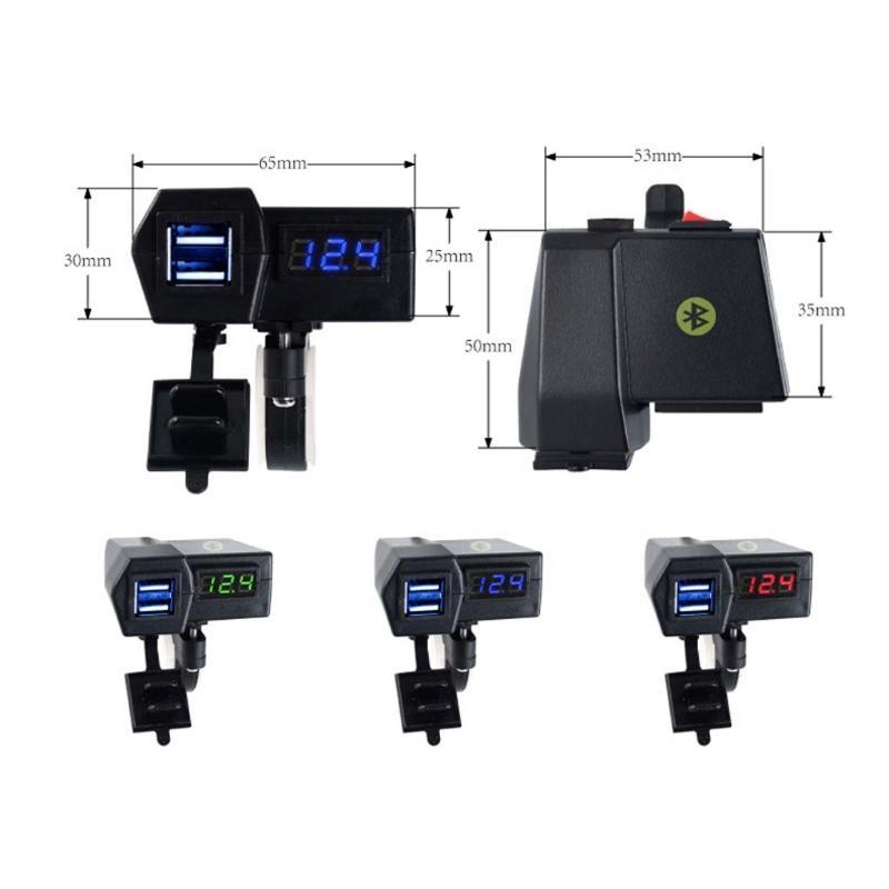 Водонепроницаемый светодиодный вольтметр зарядного устройства USB с двойным портом для мотоцикла 12 В с GPS-позиционированием