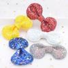 7CM Upscale Glitter Fabric Padded Appliques Bow Tie Patches for Stick-on Clothing Crafts Accessories DIY Hair Clips Ornament