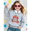 European sizes Cute Cat Print Kids' Spring Crew Neck Sweatshirt, Comfortable Thin Design, Ideal Choice for Outdoor Wear, Ages 0-3