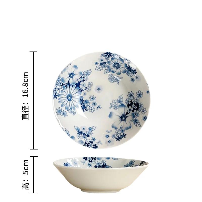 Ретро-стиль Цветы Керамическая тарелка Главная Ежедневный Послеобеденный чай Десерт Закуски Тарелки Высокого класса Ресторан Вкусные блюда Суповая тарелка