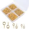 GOLD DEER Screw Heaton Approximately 600 Pieces Set 3 Sizes Heaton Metal Fittings Small Screw Eye Pin Eyelet Metal Hoop Pegs Screw Hook Uv Resin