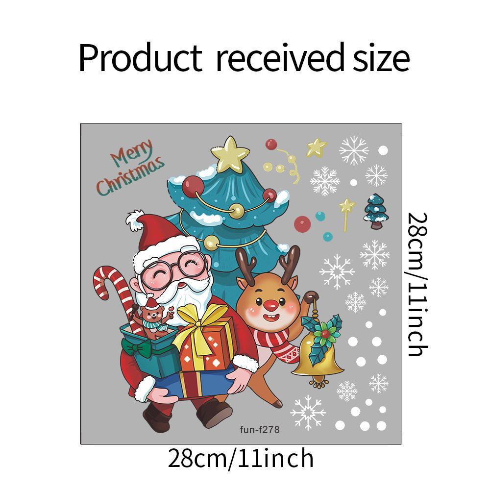 Раскрашенная подарочная коробка с изображением оленя Санты, домашняя атмосфера, декоративные стеклянные окна, наклейки на окна